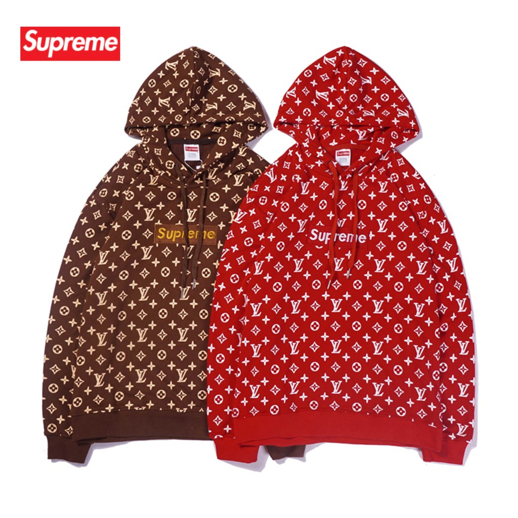 louis vuitton supreme hoodie red