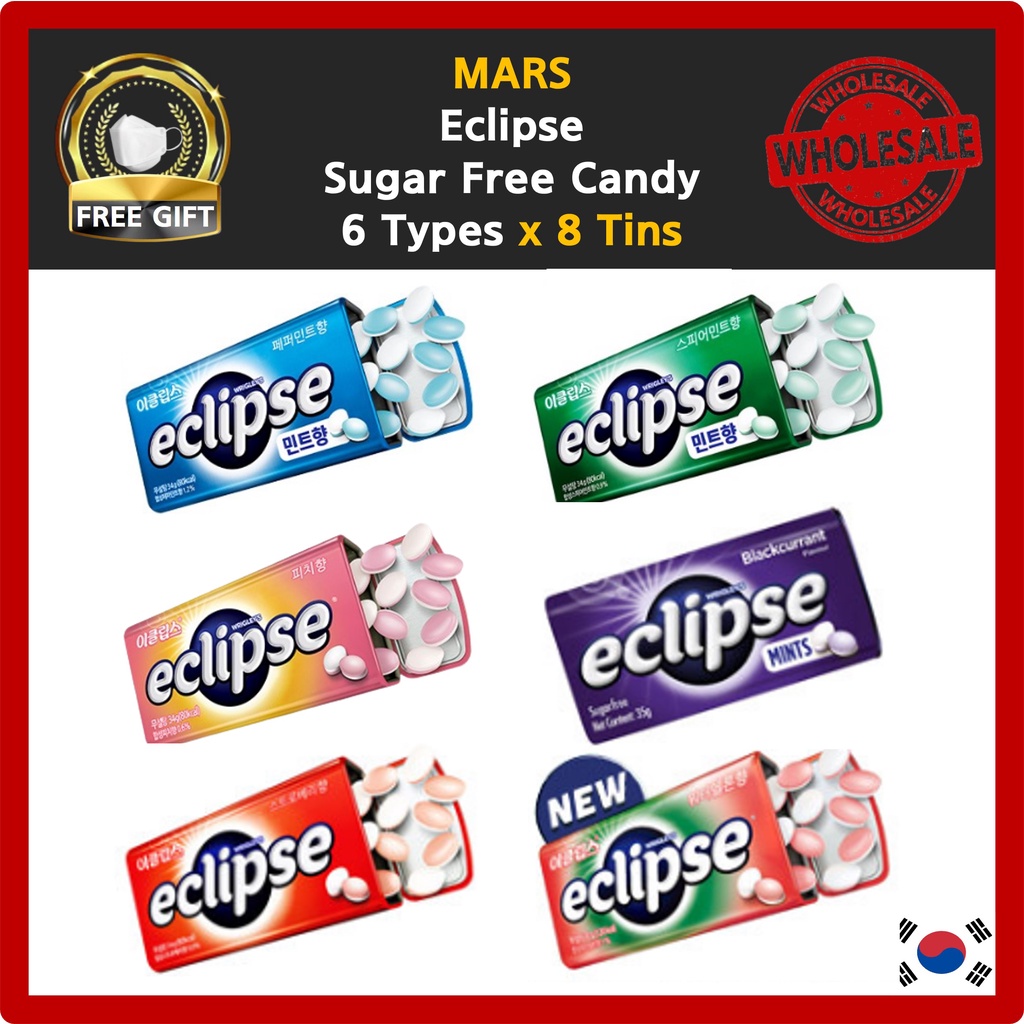 Korea Mars Eclipse 6 Types X 8 Tins Mint Spearmint Peach