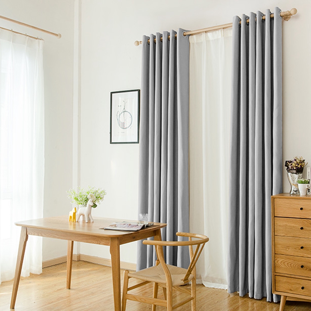 Bedroom Window Curtain Solid Door Lined Blackout Curtains Shopee