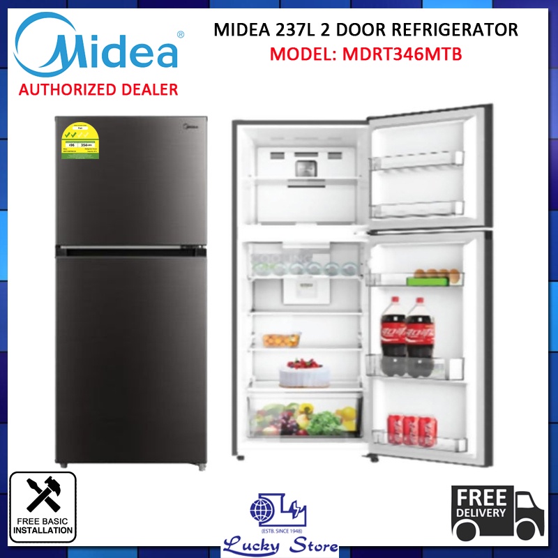 MIDEA MDRT346MTB 2 DOOR REFRIGERATOR, 237L CAPACITY, TOP FREEZER, 2
