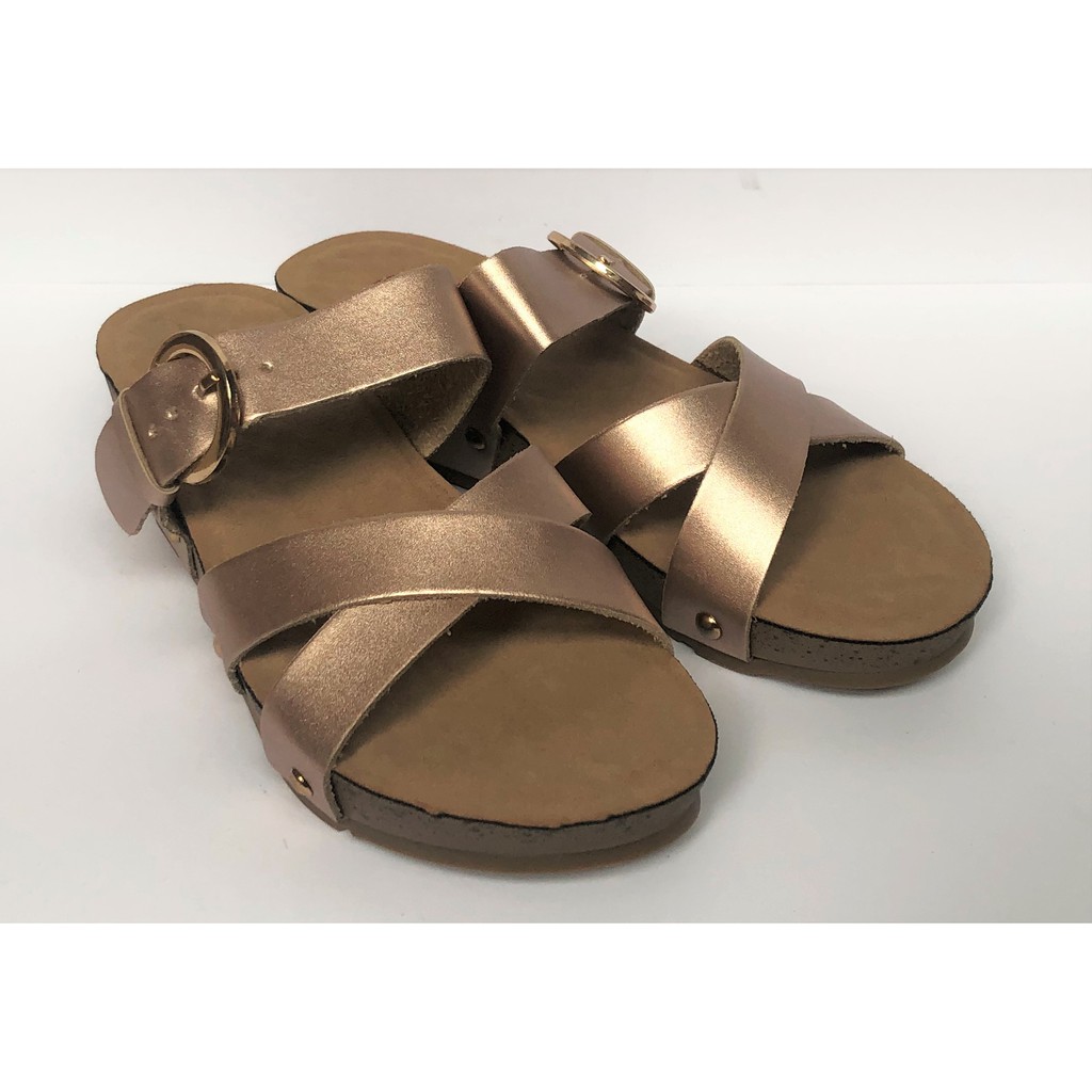 rose gold cork sandals