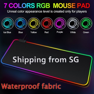 [SG] RGB Gaming MousePad 7 LED Color Backlit (Water-resistant) 14 Modes Illuminated Large Big Size Desk Desktop Mouse