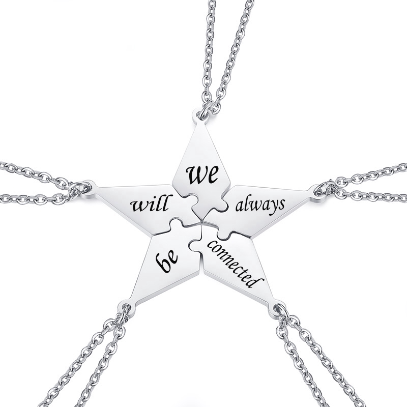 Stainless Steel 5 Pieces Best Friends BFF Family Necklaces Keychains  Friendship Puzzle Piece Charm Pendant Necklace Set | Shopee Singapore