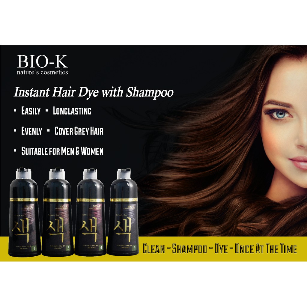 BIO K Hair Bubble Dye Color Shampoo/Permanent Grey white Hair Turn to Black  /Grey Hair Dye Shampoo/Instant Dye Shampoo | Shopee Singapore