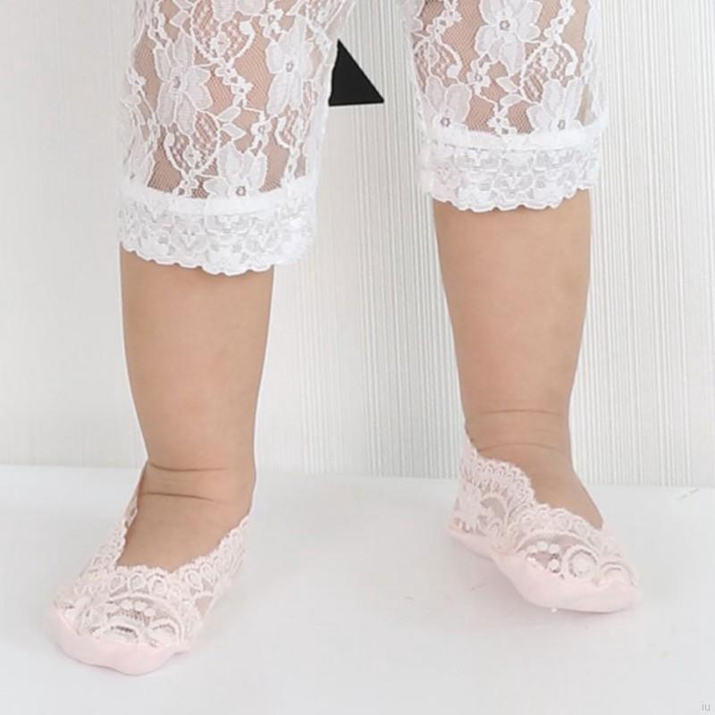 Baby Girl Boat Socks Anti-skid Strip Hollow Lace Shallow Socks #2