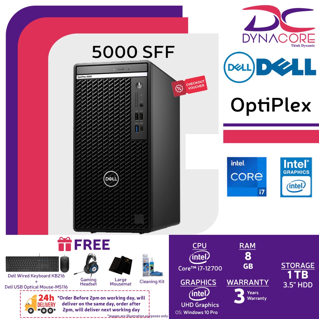DELL OPTIPLEX 5000 SFF (i712700 12Core 8GB 1TB HDD INTEL UHD