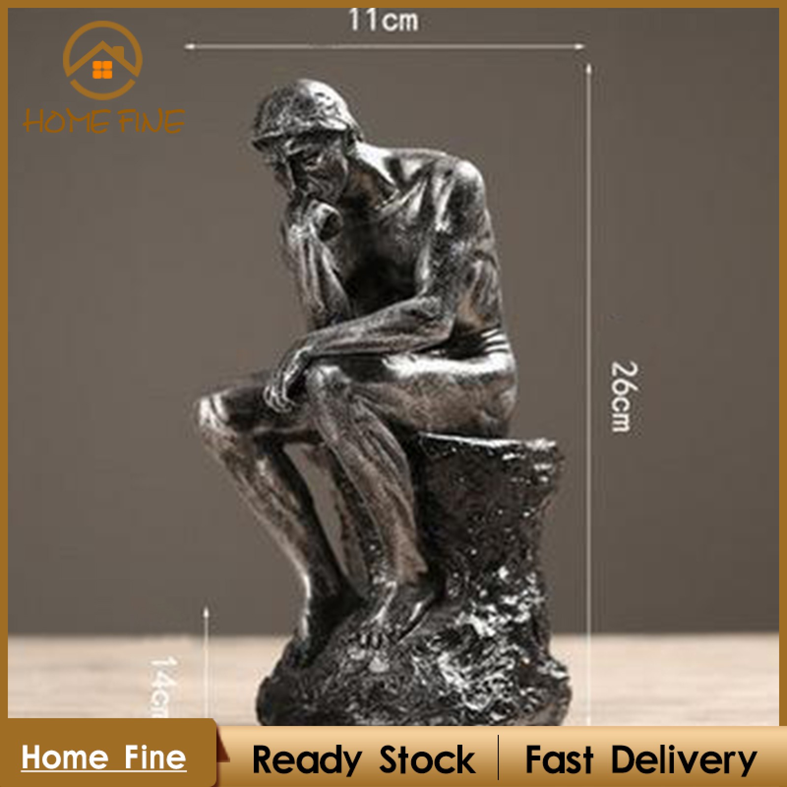 Home Fine 10 Resin The Thinker Statue Famous Thinking Man Sculptures Home Decor Art Crafts Gifts Shopee Singapore