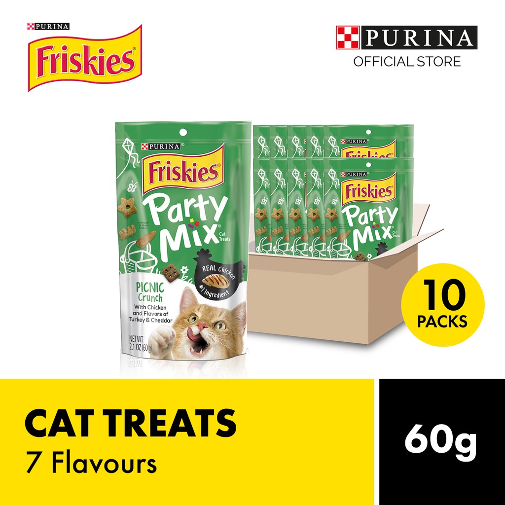 Friskies Party Mix Cat Treats 60g x 10 Packs (7 Flavours) | Shopee