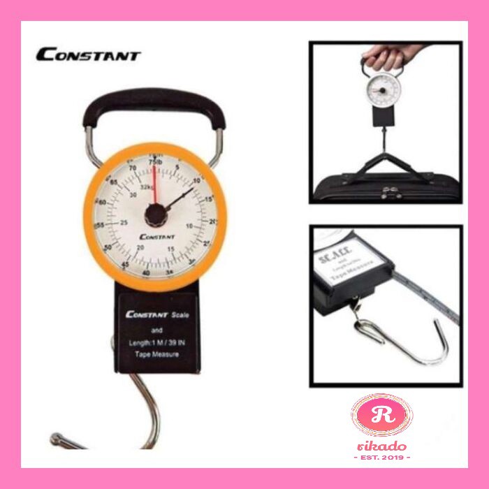 Heavy Duty Constant Analog Portable Luggage Scale with Measuring Tape