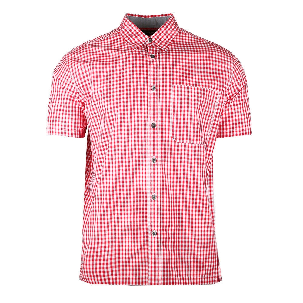 Beautiful Giant Men‘s Cotton Casual Red White Button Up Short Sleeve ...