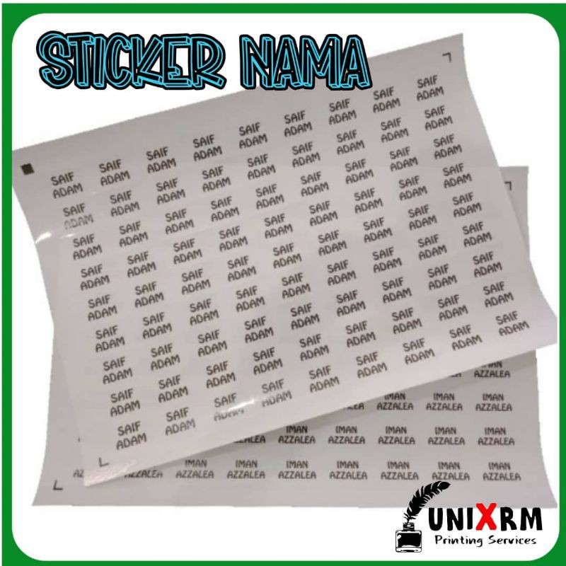 Sticker Nama Transparent Shopee Singapore