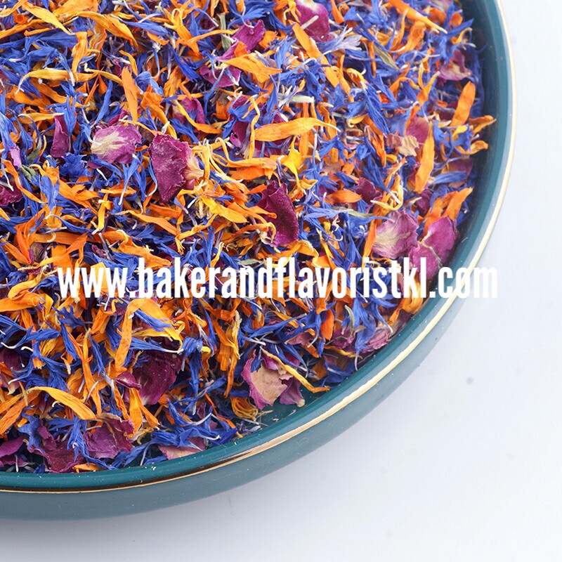 Edible Flower Petals Flakes Dried Blue Cornflower Mixed Petals Marigold Rose Flower Petals Sakura Flower Powder çŽ«ç'°èŠ±ç