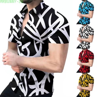 Button Down Shirt Men Fashion Fitness Short Sleeve Casual Party Hawaiian Tee Top High Quality