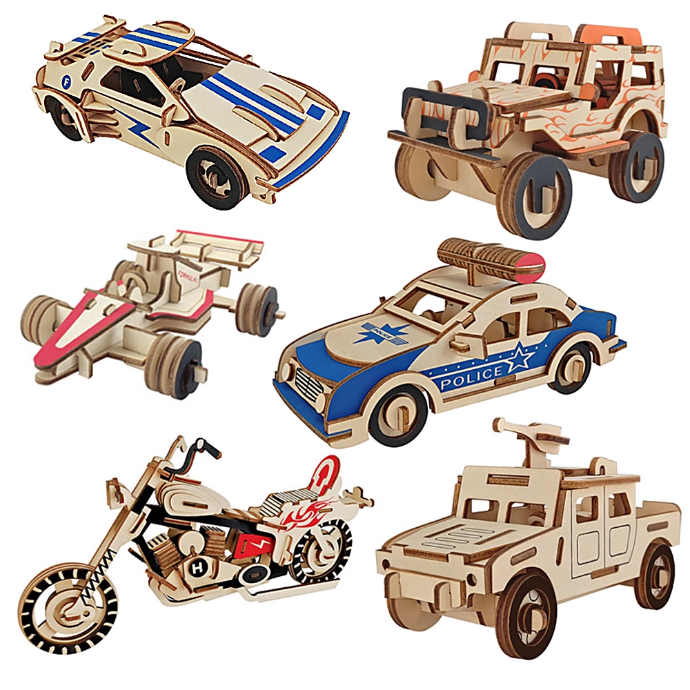 DIY 3D-Puzzle Wood Construction Vehicle Car Developmental Toy Jigsaw 