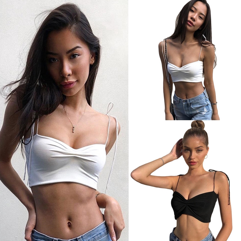 Women Fashion Sexy Low Cut Crop Tops Casual Halter Tops Bra Camis Summer Vest Shopee Singapore