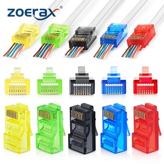 1PCS RJ45 Cat6 Pass Through Connectors, Assorted Colors, EZ to Crimp Modular Plug for Solid or Stranded UTP Network Cable Five Color