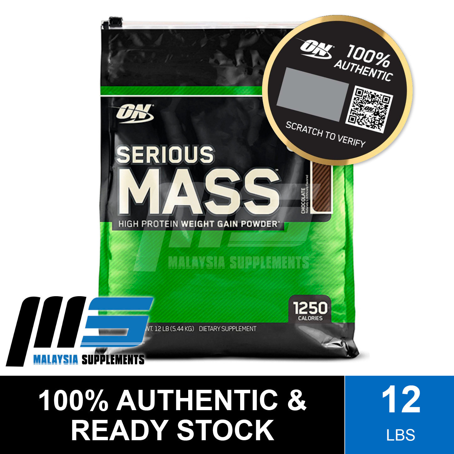 Optimum Nutrition Serious Mass 12lbs - ON Weight & Mass Gain, Muscle