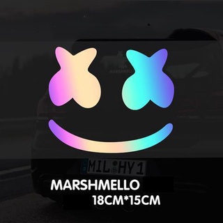 Music XX Eye Smile DJ Blocking Scratch Car Sticker Marshmello Marshmallow Tide Brand Car Sticker Electronic