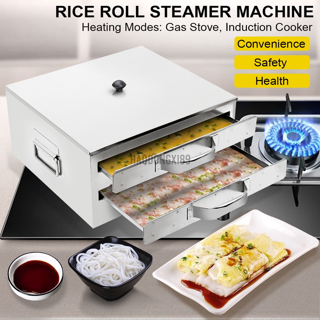 Stainless Steel 2 Layer drawer Rice Noodle Roll Steamer maker Steaming machine 