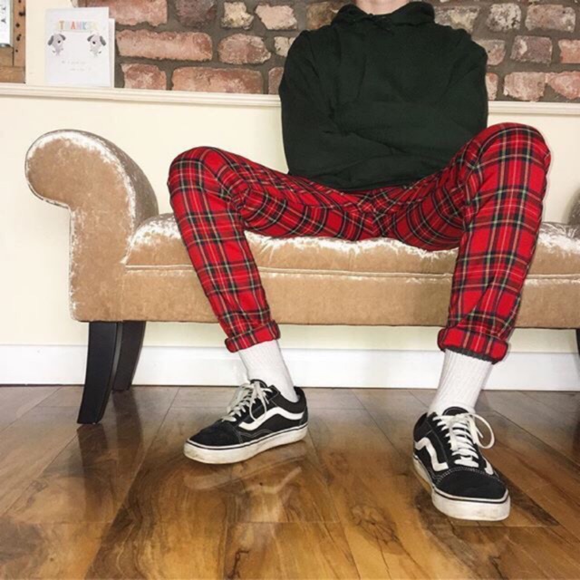 red and yellow plaid pants mens