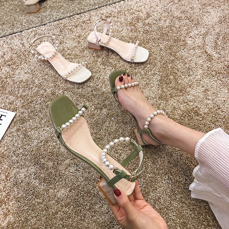 pearl high heel sandals