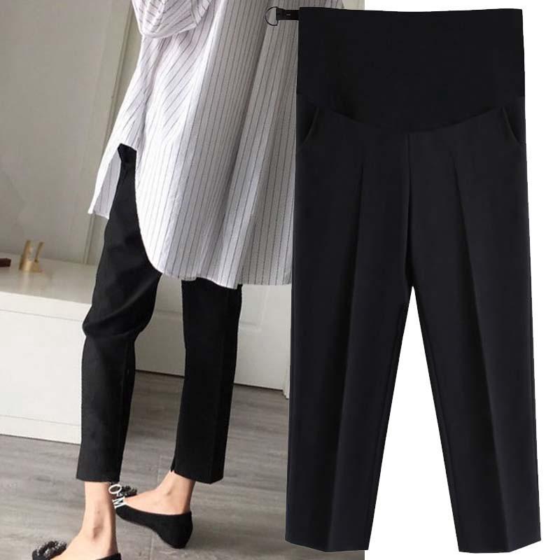 651# Black Pregnancy Clothes Overalls Ninth Pants Office Maternity  Wear