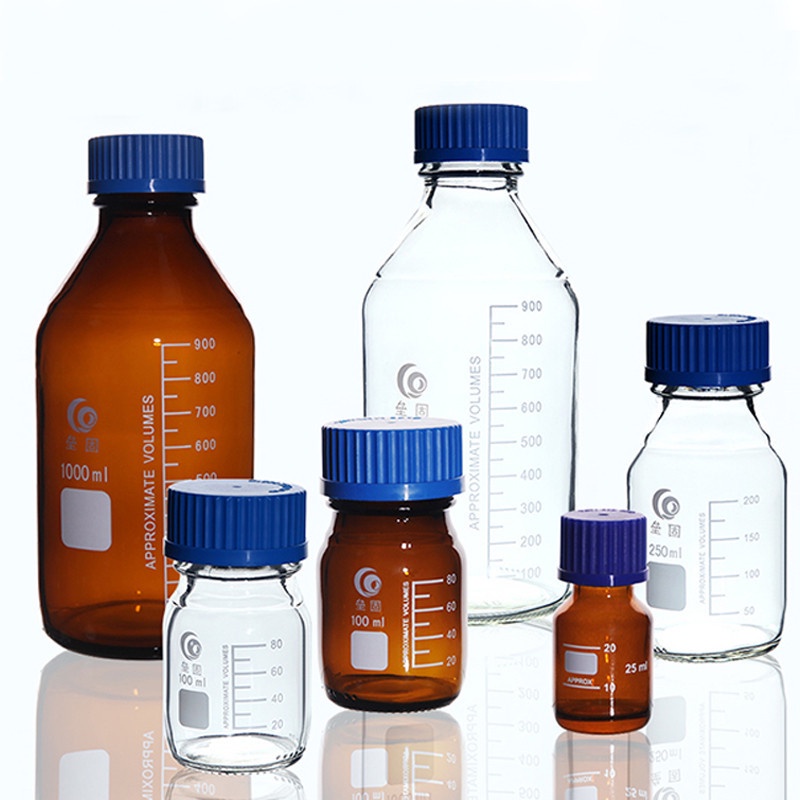 Reagent Bottle 25ml to 1000ml Lab Transparent/Brown Screw cap Reagent