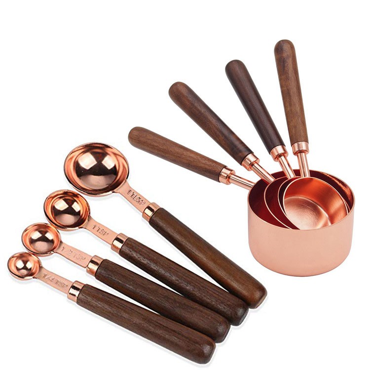 [SG Stock] Rose Gold Measuring Cups Set Measuring Spoons Copper Plated