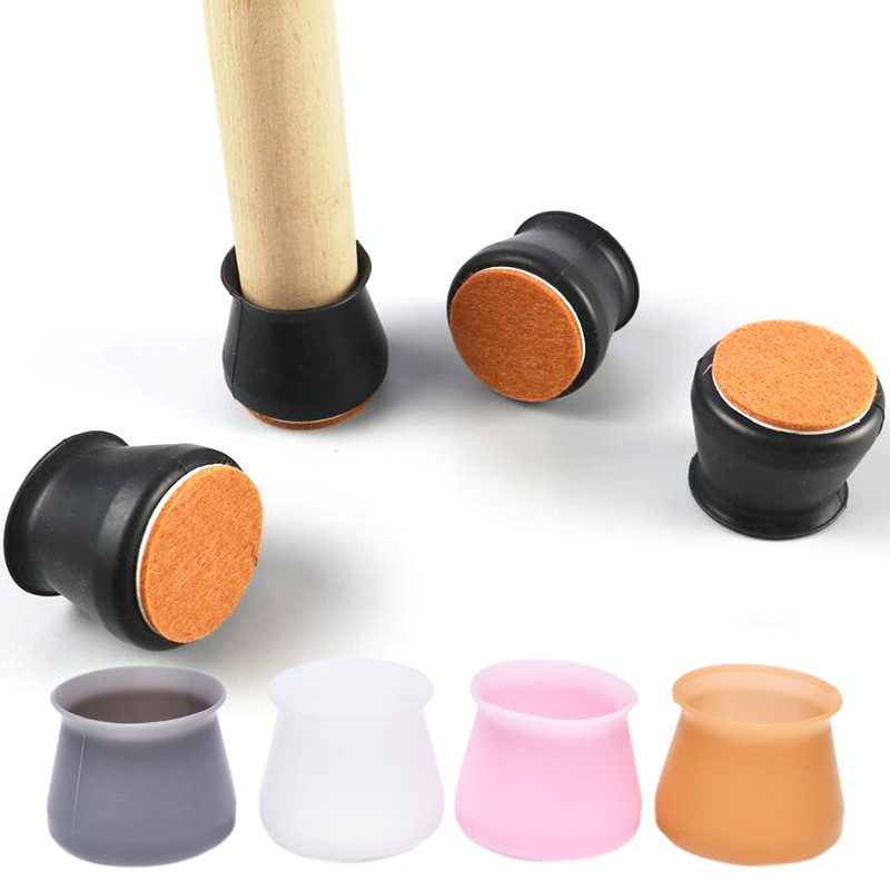 4Pcs Furniture Chair Leg Cap Pad Silicone Protection Table Feet Cover Floor Protector Non-slip Table Chair Mat Caps Foot