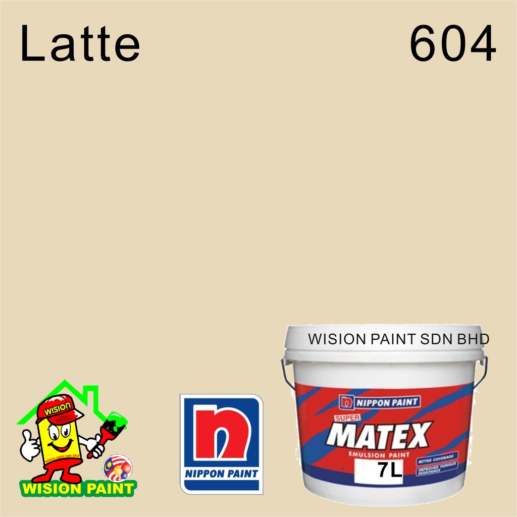 604 Latte 7 Liters Nippon Paint Super Matex 7l Emulsion Paint Cat Interior Wall Shopee Singapore