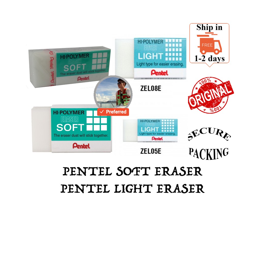 PENTEL SOFT ERASER / PENTEL LIGHT ERASER HI POLYMER *READY STOCK