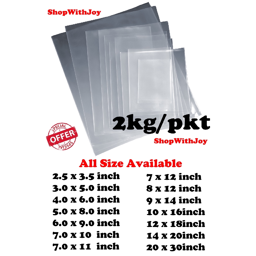 Msia Stock 2kg Borong Plastik Transparent Clear Plastics Bag Poly Plastic Bag Pp Plastics Shopee Singapore