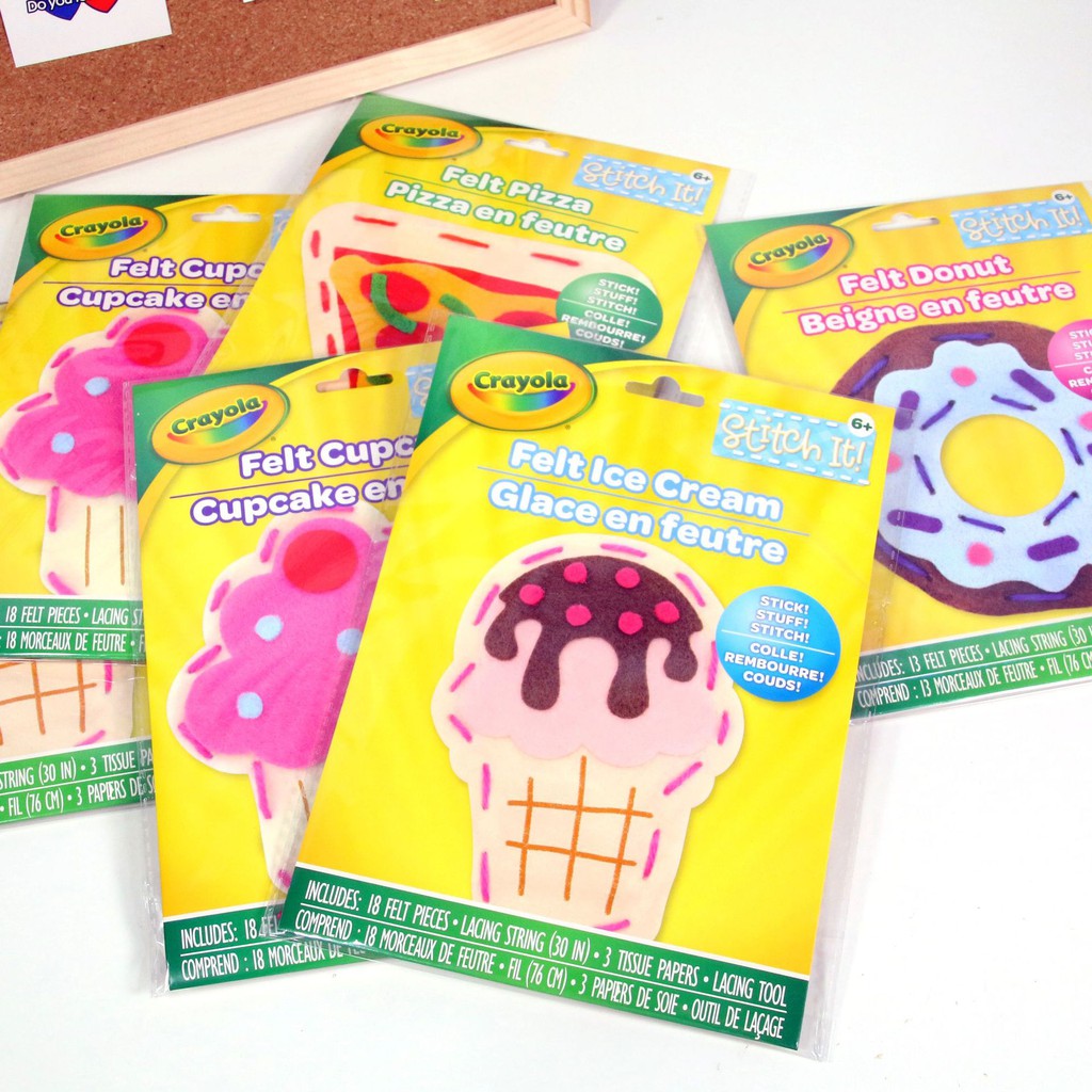 Crayola Stitch It For Kids Felt Cupcake And Ice Cream DIY Craft Sewing Kit 2 Pcs