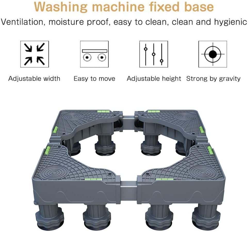 Washing Machine and Refrigerator Bfttlity Universal Mobile Base Fridge Stand with 8 Strong Feet Adjustable Multi-Functiona Washing Machine Base for Adjustable Dryer 