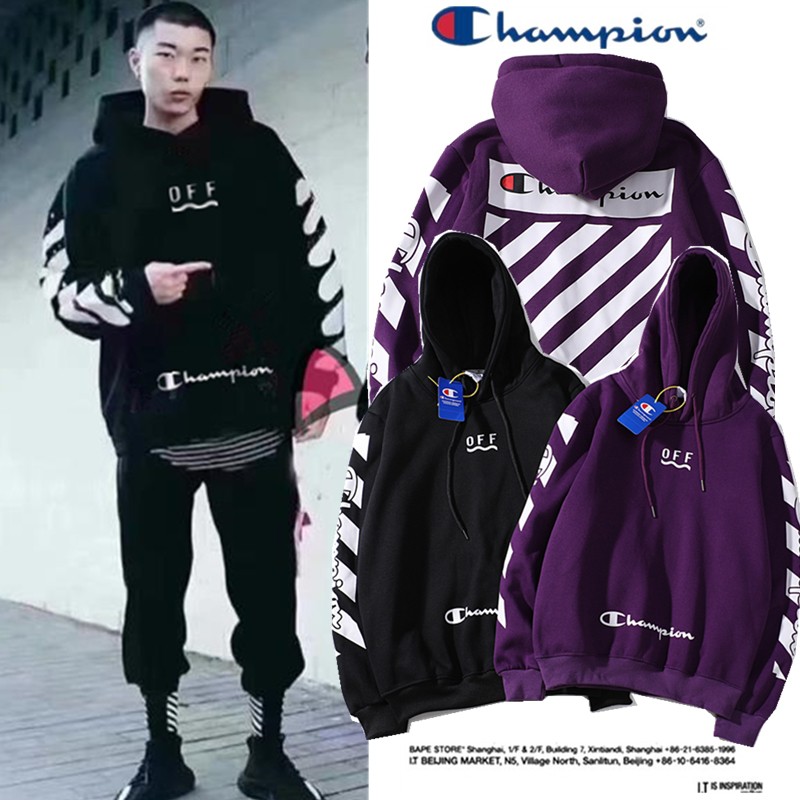 black and purple champion hoodie