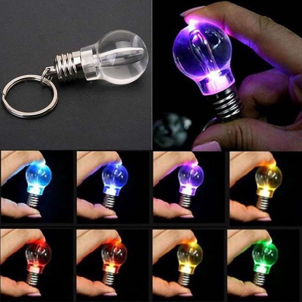 Lovely Mini Colorful LED Flashlight Light Bulb Lamp Key Ring Keychain Torch Lamp 