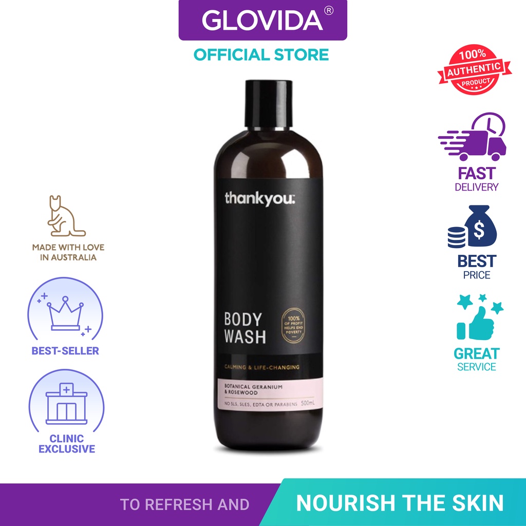 Thankyou Botanical Geranium & Rosewood Body Wash 500ml [Made in