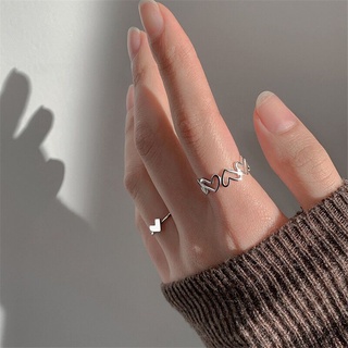 Image of thu nhỏ Korean Ring Set Simple Cute Silver  Heart AdjustableRing for Women Accessories Jewelry #3
