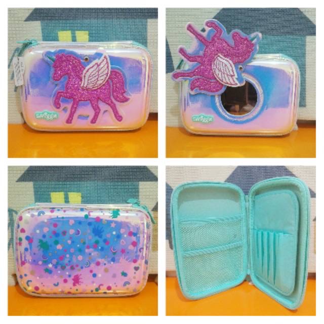 Smiggle Unicorn Glitzy Hardtop Glass Pencil Case Glitter