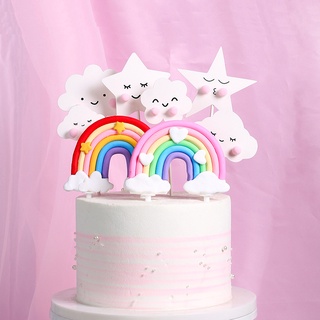 1 Piece Rainbow Cloud Cake Topper Kids Birthday Party Wedding Dessert Baking Cake Topper #2