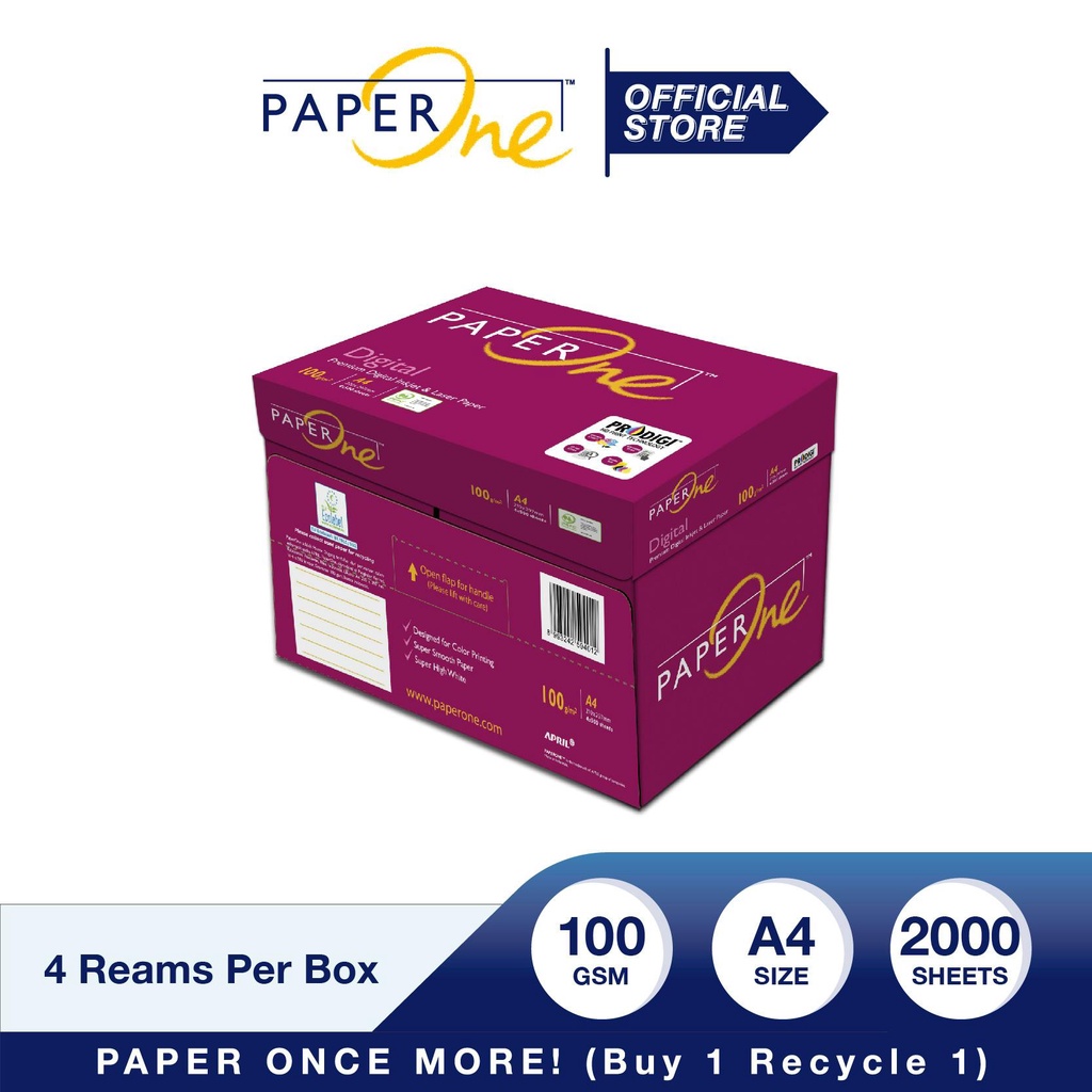 PaperOne™ Digital Premium Quality 100gsm Copy Paper A4 [1 Box] | Shopee ...