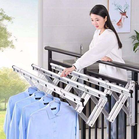 1PC Folding Wall Mounted Clothes Drying Rack Retractable ...