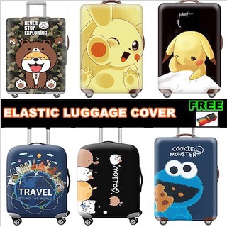 *Sg Stock*3D Thick Elastic Luggage Cover/Left and Right Opening/Suit Case Luggage Protector Elastic Suitcase Protector
