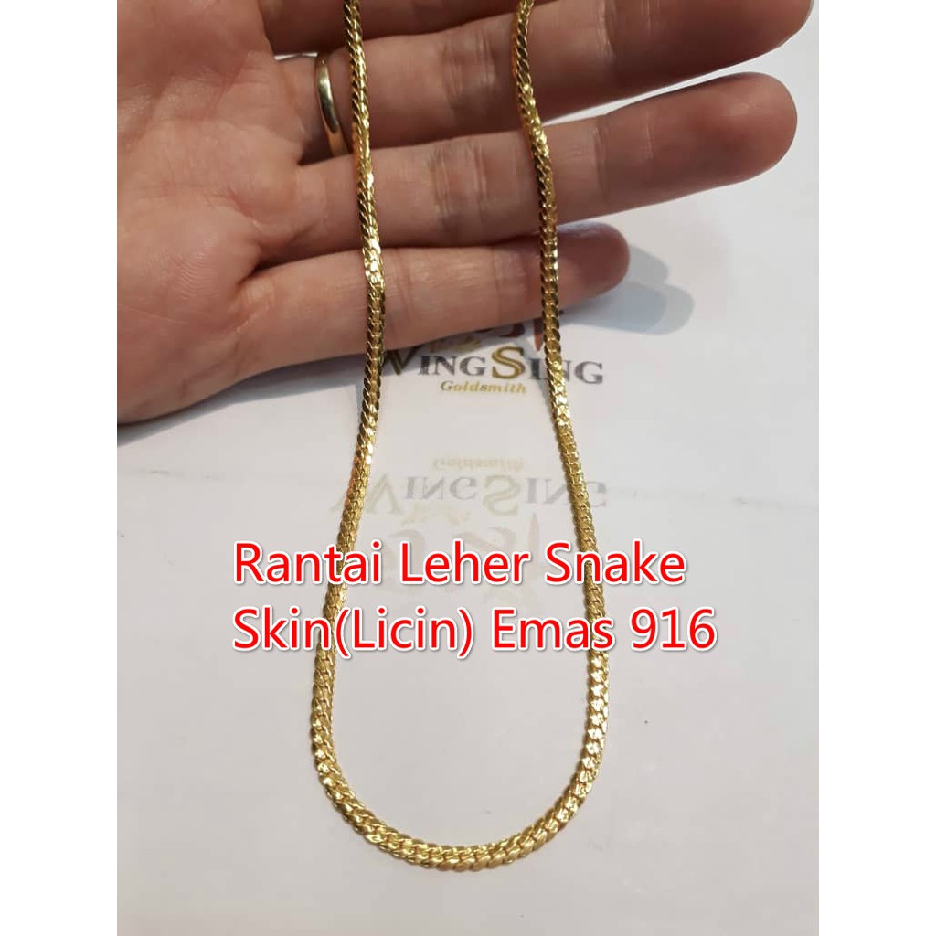 Shop Malaysia Wing Sing 916 Gold Snake Skin Neclaces Gold Snake Stomach Neck Chain 916 Shopee Singapore