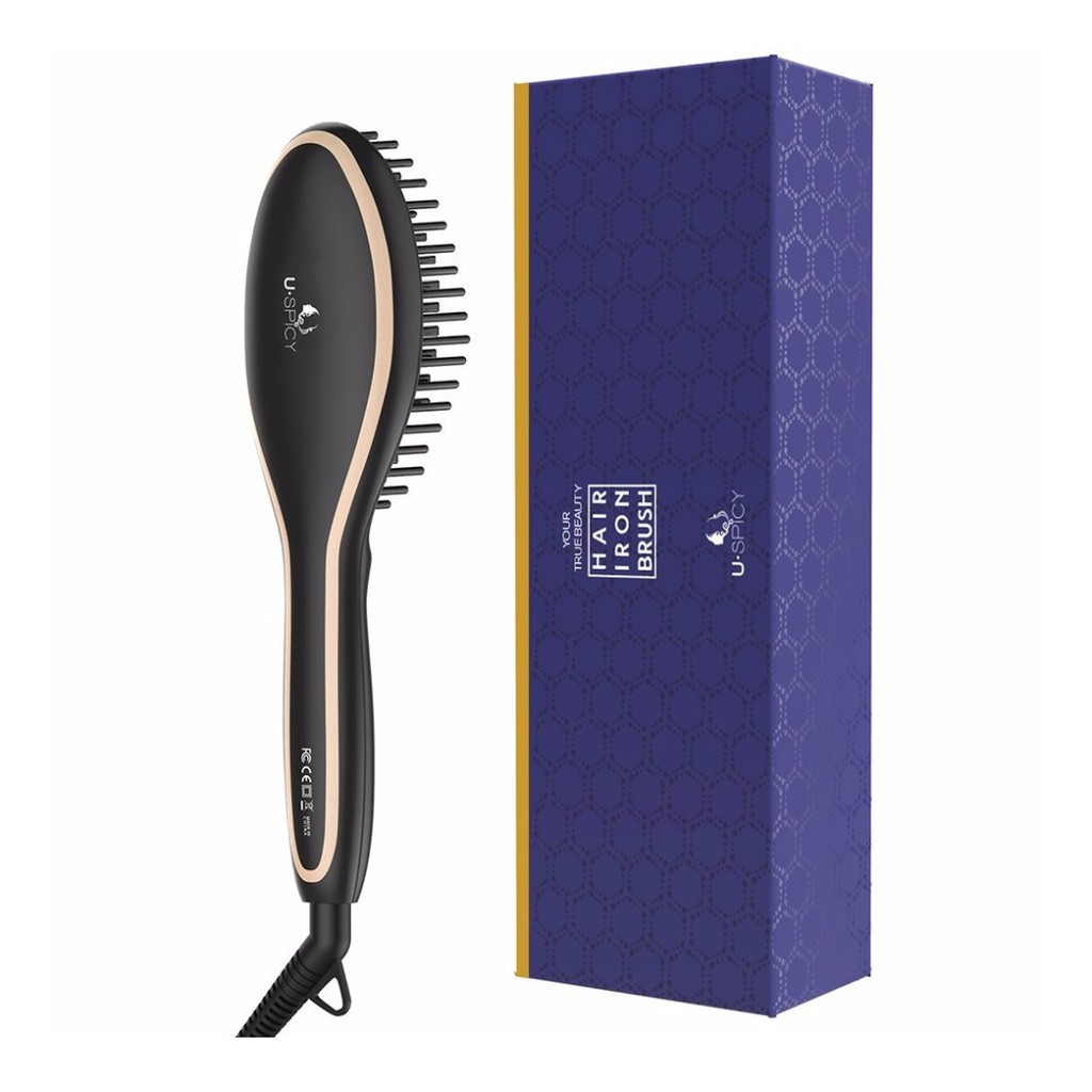 USpicy Hair Hot Iron Brush AntiFrizz Smooth Straightener remedygroup.uz