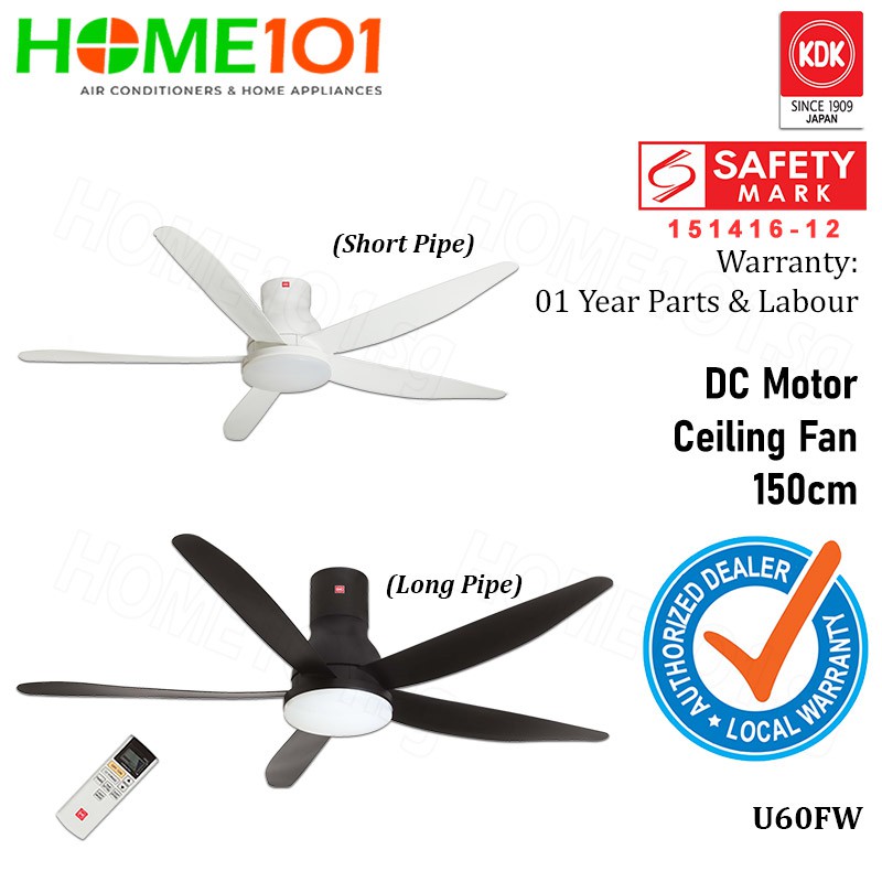 Kdk Dc Motor Ceiling Fan 150cm W Led Light U60fws U60fwl