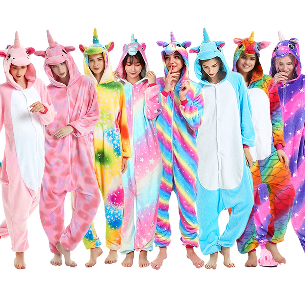 Kigurumi Unicorn Cartoon Flannel Pajamas Women Men Sleepwear Onesies Pyjamas  Jumpsuits Animal Cosplay Costumes | Shopee Singapore