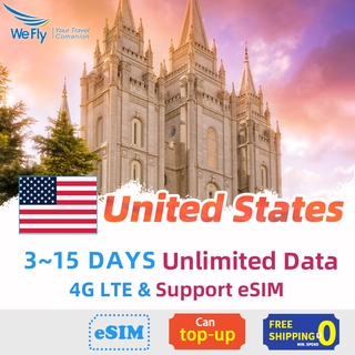 USA SIM Card 3-15 Days unlimited data 4G LTE high speed by AT&T/T-mobile Support eSIM