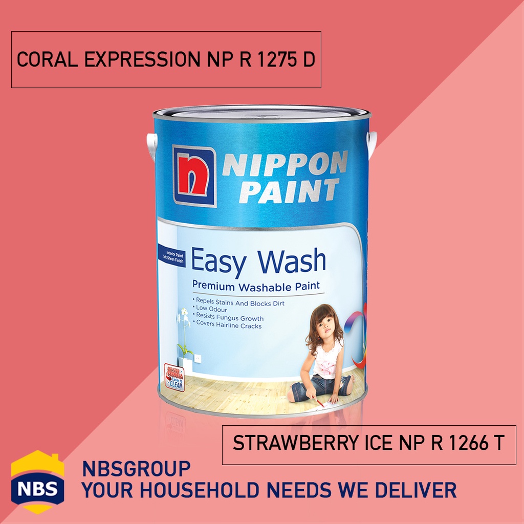 NIPPON PAINT EASY WASH STRAWBERRY ICE & CORAL EXPRESSION | Shopee Singapore