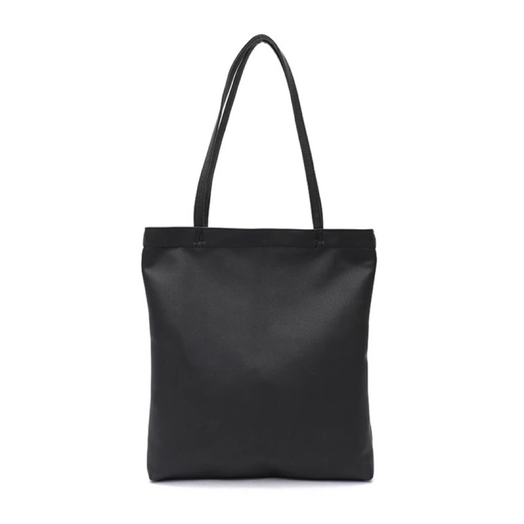 Delivered in 3 Days Black Leather Tote Bag Basic Casual Bag Zip ...